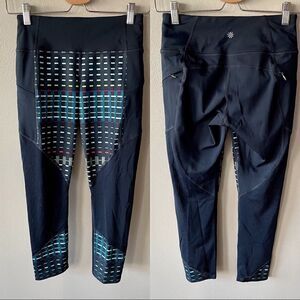 Athleta Blue Multicolor Geometric 8” Rise Mesh Crop Leggings